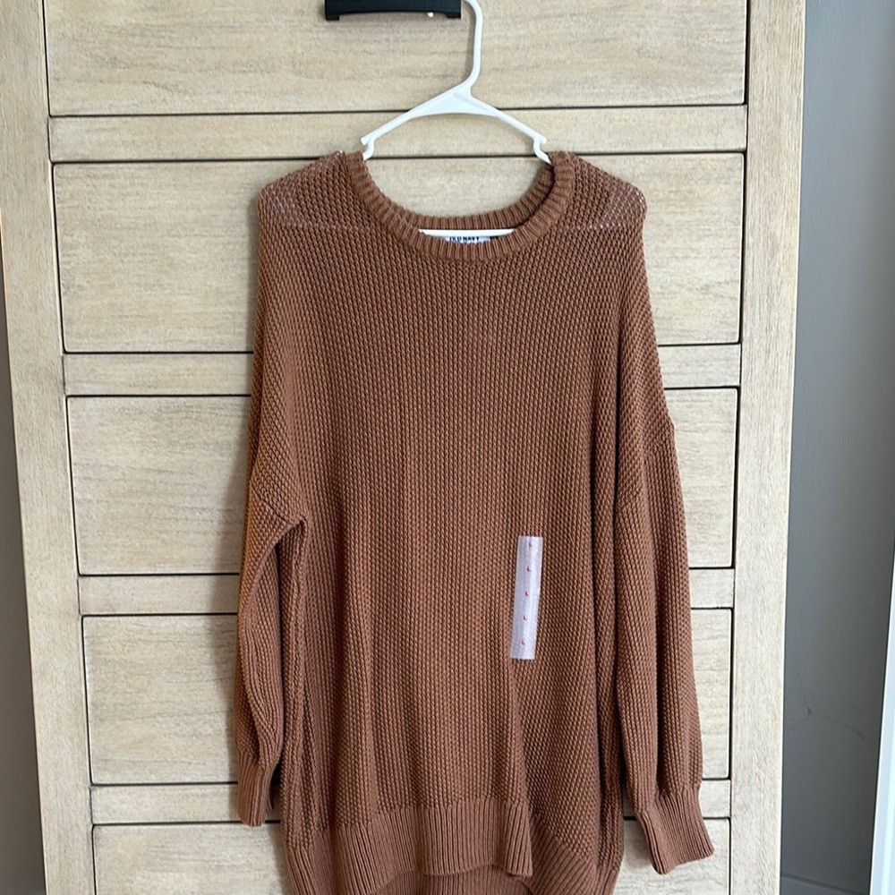 Old Navy Brown Crew Neck Sweater Soft Knit Relaxed Fit